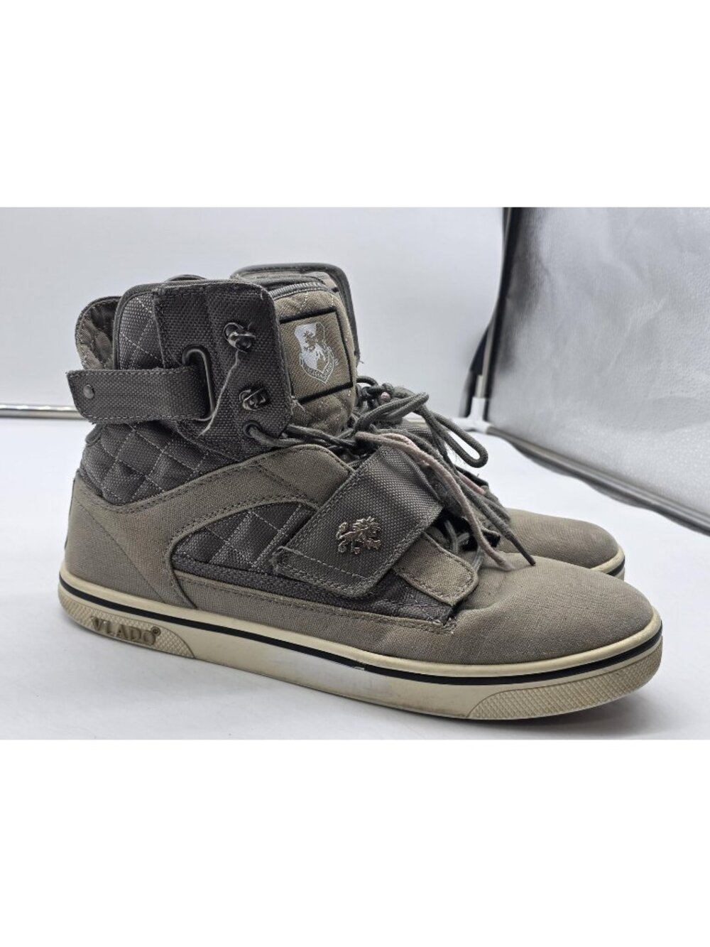 Vlado Atlas II IG-1500-3C Shoes Mens 12 Gray Canvas High Top Strap Sneakers
